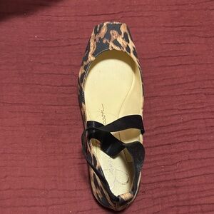 Jessica Simpson Leopard Print Flats with Black Strap